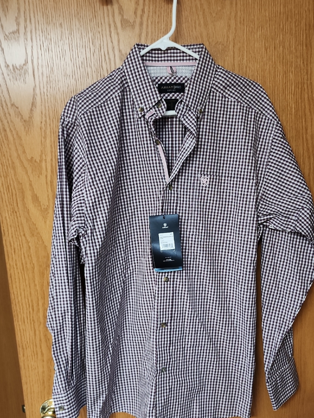 Ariat Pro Men’s Burgundy Gingham Button-Down Shirt M number 2014